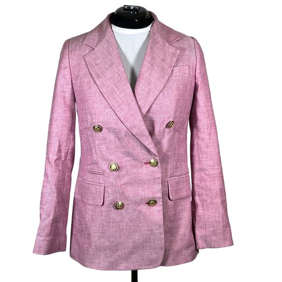 NEW J Crew Bristol Blazer Linen Blend Pink Raspberry Size 00 - Picture 1 of 13